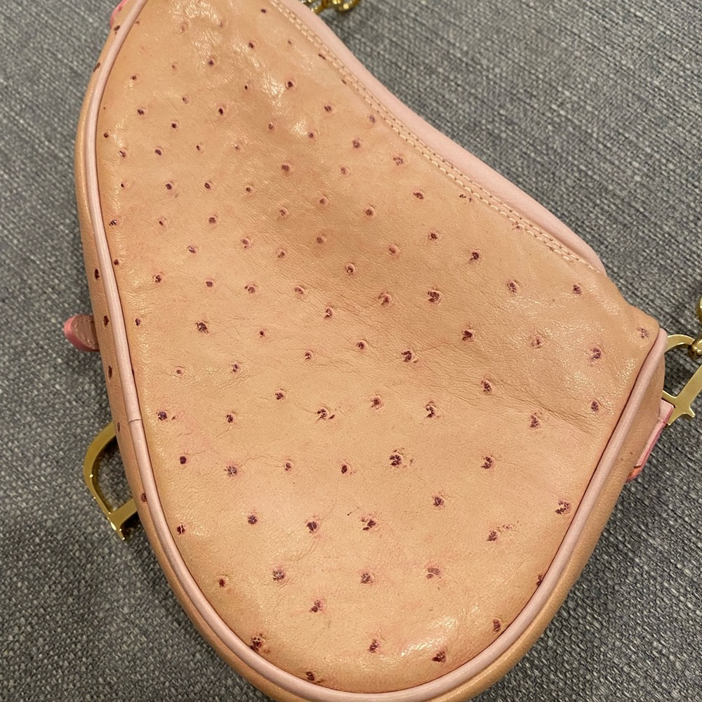 RARE Dior by Galliano Ostrich Saddle Bag in Pink - Picture 12 of 12